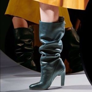 Stuart Weitzman Teal Slouchy Leather Over-the-Knee Boots